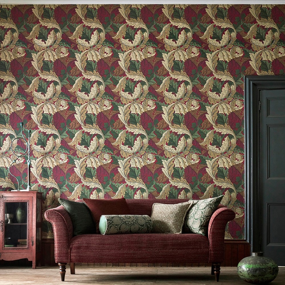 Acanthus Wallpaper 216439 by Morris & Co in Madder Thyme